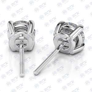 2.10 TCW Round Cut Stud Moissanite Boucles d'oreilles pour femmes/Anniversaire Cadeau Bijoux pour elle Diamant Goujons - Product Image 2