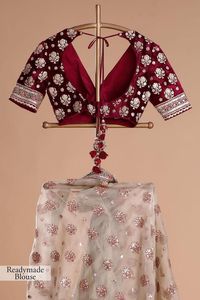 Magnifique tissu en organza de soie blanc doux, broderie en velours, travail de zari, très vendu pour les vêtements de mariage sur la plage pour femmes - Product Image 4