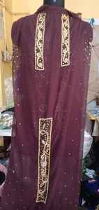 Modeste islamique écologique femmes robe embelli à la main perles de paillettes manches longues étage longueur droite naturel lavable - Product Image 3