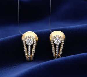 Luxury Gold Trendy Diamond Hoop Earrings for Women's Engagement Gift - Product Image 6