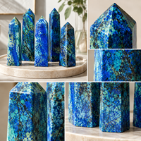 Tour de cristal d'azurite naturelle de 9 cm, pointe de pierre bleue polie, décoration d'intérieur, cadeau de collection