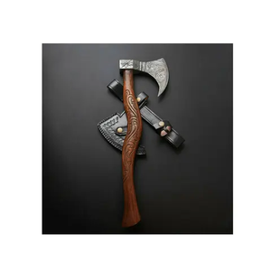 Hache en acier Damas de qualité industrielle supérieure Steel Craft International, design très populaire avec manche gravé, hache viking - Product Image 1
