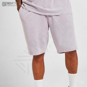 Pantalones Cortos Unisex de Algodón French Terry con Lavado Ácido, Estilo Vintage, Talla XS Personalizada, Borde Crudo, Tela de Malla, Estilo Jogging, Diseño Desgastado para Hombre - Product Image 1