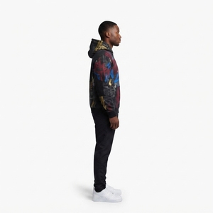 Sudadera con Capucha Personalizada OEM para Hombre, Estilo Urbano, 420 GSM, Felpa Francesa, Diseño Deportivo con Paneles, Cierre de Cremallera, Estampado de Grafiti Urbano - Product Image 3