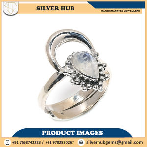 925พลอยมูนสโตนสีรุ้งแหวนเงินแท้ปรับขนาดได้แหวนตั้งค่ากรอบราคาดีที่สุดอุปกรณ์เสริมสำหรับงานปาร์ตี้ - Product Image 2