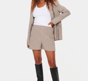 2025 logotipo personalizado novedad de verano Pantalones cortos para mujer Casual cordón cintura elástica pantalones cortos de algodón sólido con bolsillos para mujer sólido - Product Image 4