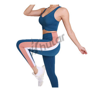 Haute qualité 2 pièces femmes Yoga ensemble personnalisé en gros à manches longues Gym Fitness hauts grande taille court solide brodé recyclé - Product Image 4