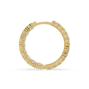 Classic 14K 18K Pure Gold Round cut Lab Grown Diamond Inside Out Hoop Earrings Wedding Diamond Earrings Bridal Hoop Earrings - Product Image 5