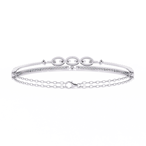 Ethereal 0.86ct Double-Row Moissanite <b>Bracelet</b> with 18k Solid <b>White</b> <b>Gold</b> Chain VS-SI Clarity Diamond <b>Bangle</b> <b>Bracelet</b> - Product Image 4