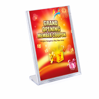 Support de carte de table en acrylique en forme de L, support de signalisation de table transparent A4, support de menu, support de signalisation de prix, support de carte de table