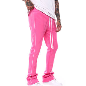 Pantalones de chándal apilados de cintura alta con logotipo personalizado para hombre, pantalones de chándal ajustados con estilo, pantalones con cordón, tela de algodón informal - Product Image 6