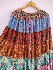 ชุดกระโปรงยาวสไตล์โบฮีเมียนสำหรับผู้หญิงกระโปรงชายหาดผ้าไหมแม็กซิทชุดกระโปรงหลายชั้นสไตล์อินเดียสำหรับผู้หญิงกระโปรงโบฮีเมียน - Product Image 4