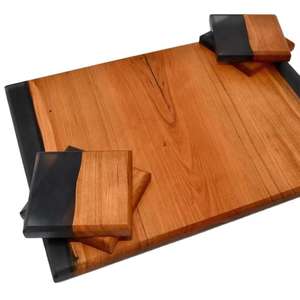 Nouveau Look à la mode en résine noire et planche à découper en bois frais avec tampons/tapis personnalisés Fruits légumes planche à découper au fromage - Product Image 1