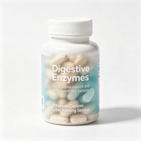 Étiquettes de bouteilles d'enzymes digestives Haoxuan, encre blanche, autocollants transparents en PET pour solutions d'emballage de compléments alimentaires