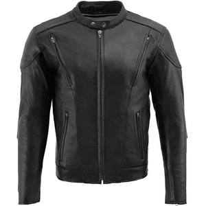 Chaqueta de cuero sintético personalizada para hombre, estilo casual de invierno, con cuello alto, tipo bomber, chaqueta de motociclista. - Product Image 3