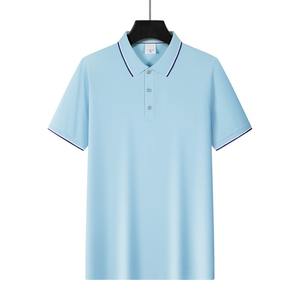 Polo informal a rayas para hombre, mezcla de algodón clásica, manga corta, diseño personalizado, bordado de logotipo, camiseta Polo de moda cómoda - Product Image 5