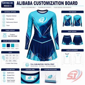 Uniforme de Animadora al por Mayor para Mujer, Conjunto de Animadora Personalizado por Sublimación de Manga Larga, Geometría Ruby Smoke, Ropa Deportiva OEM ODM - Product Image 3