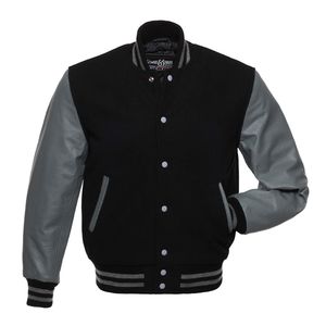 Chaquetas universitarias de cuero y lana personalizadas para hombres y mujeres estilo béisbol con cuello levantado con chaqueta de béisbol universitaria cubierta para hombres - Product Image 6