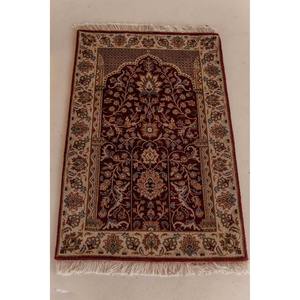 Tapis de prière antidérapant à poils longs en laine/soie tissé à la main, très demandé, pour mosquée, maison, voyage, yoga et méditation - En solde - Product Image 3