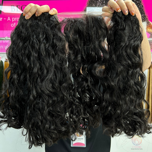 Nuevo producto mechones de cabello ondulado indio 26 pulgadas doble dibujado vietnamita Remy cabello humano ondulado tejido calidad de lujo - Product Image 6