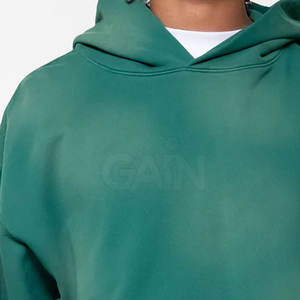 Sweats à capuche décontractés d'hiver chauds 100% coton uni délavé au soleil pour hommes - Design personnalisé respirant et à séchage rapide - Product Image 6