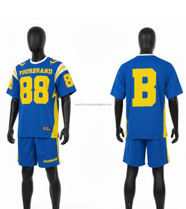 Maillot de football américain personnalisé avec logo dégradé, grande taille, marron et or, en maille respirante, anti-humidité et antibactérien, vente en gros - Product Image 2