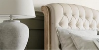 Cadre de lit en bois de style français tapisserie d'ameublement de couleur lavée blanche tête de lit tuftée Style de luxe classique