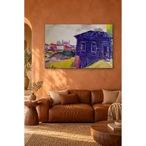 Impresión en lienzo de la casa de madera azul de Marc Chagall frente a la ciudad, de Fida - Product Image 4