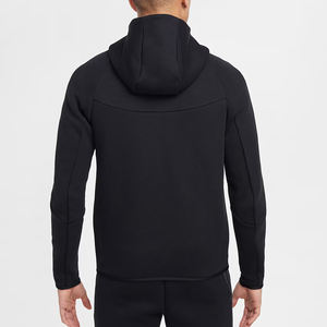 Sweat-shirt à capuche Windrunner unisexe 100% coton avec fermeture éclair intégrale manches utilitaires avec poche coupe-vent brodé Applique solide automne - Product Image 2