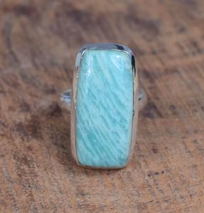 Amazonita 925 plata esterlina forma cuadrada anillo de piedras preciosas hecho a mano elegante joyería regalo para Navidad - Product Image 1
