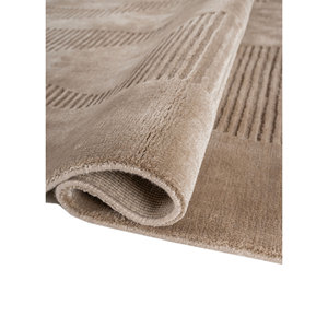 พรมทอมือลายเส้นโค้งสีเบจน้ำตาล ลายแบบนามธรรมทันสมัย สำหรับบ้าน ห้องนอน ห้องนั่งเล่น ห้องวัยรุ่น รูปทรงสี่เหลี่ยมผืนผ้า Hwt-85 ผ้าฝ้าย - Product Image 2