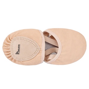 Chaussons de danse en cuir personnalisés à bout pointu, semelle fendue en daim, sangle élastique, doublure absorbante, légers, pour l'entraînement de danse, vente en gros - Product Image 2