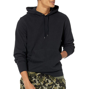 Free Sample Men Winter Hoodie <b>Black</b> Set Sweatshirt 100% Cotton <b>Fleece</b> Regular Fit Long Sleeve Printed Pullover Wholesale - Product Image 2