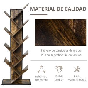 Modern 9 Tier Industrial Ladder Bookshelf Bookcase, Wooden <strong>Tree</strong> Shaped Bookshelf <strong>Book</strong> Organizer Display <strong>Shelves</strong> - Product Image 4