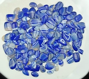 Cabujón de ónix azul natural, hermosa piedra preciosa suelta con bandas para la fabricación de joyas, piedra preciosa de ónix azul con bandas elegantes - Product Image 4