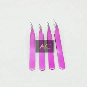 Vente en gros de pinces à épiler roses transparentes, extension de cils avec logo personnalisé, embouts professionnels en acier inoxydable massif, embouts pointus en PVC - Product Image 3