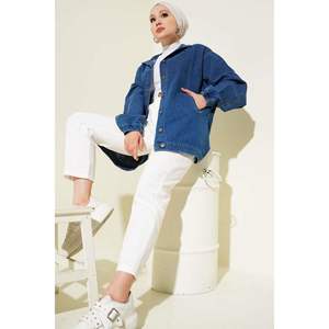 Otoño/Invierno manga murciélago Crop Top diseño chaqueta de mezclilla con decoración de botones estampado de moda para el verano - Product Image 2