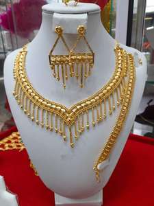 Classic 24K Gold Plated Vintage Fashion Copper <b>Set</b> Comoros Mayotte Necklace Earrings <b>Bangles</b> USA France Style Jewelry <b>Sets</b> - Product Image 6