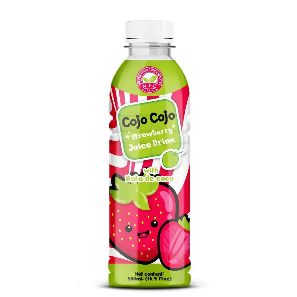 Tốt nhất cao cấp 500ml cojo cojo dâu tây nước trái cây uống với NATA de Coco bán chạy nhất nhãn hiệu riêng OEM BRC Halal