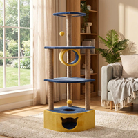 Yüksek Kaliteli Premium 4 Katlı Klasik Amistar Çevre Dostu Jüt Kedi Ağacı, 165cm Yüksekliğinde, Kediler, Yavrular ve Her Yaştaki Kediler İçin, Karton Ambalajlı