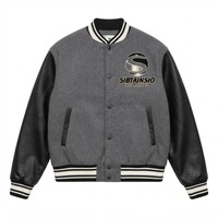 Veste de baseball décontractée en laine grise, style tendance, personnalisable avec logo, marque privée, grandes tailles, pour homme, idéale pour l'école