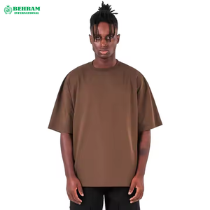 T-shirt Homme Grande Taille Coupe Boxy Épaules Tombantes Personnalisable Impression Numérique Design Vierge 100% Coton Écologique Vente en Gros - Product Image 2