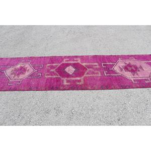 Tapis turc Herki Runner 3x12,5 pi (91x382 cm), tapis en laine marocain rose vintage - Product Image 3