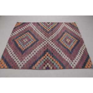 Tapis vintage 4,4x5,4 pieds, tapis d'inspiration turque, tapis camouflage bleu et rouge - Product Image 3