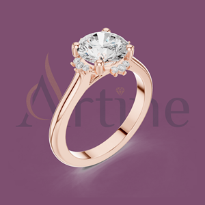 Bague de fiançailles en argent sterling 14K avec motif de halo - Product Image 1