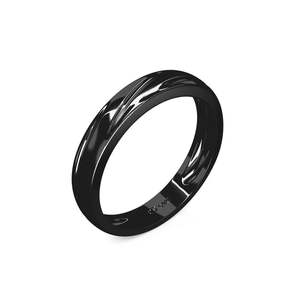 Jeulia Men's Classic <b>Black</b> Bypass Wave Wedding Band-Rose Gold Plated Adjustable Fashion <b>Ring</b> - Product Image 2