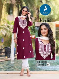 Collection hiver vente en gros rayonne flammé Kurti bas Dupatta tenue de soirée Salwar Kameez style indien pakistanais vêtements complets - Product Image 2
