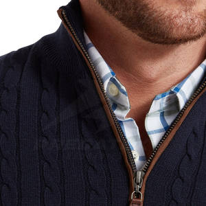 Pull personnalisé en coton mélangé avec fermeture éclair quart de tour, col montant, coupe classique, respirant, séchage rapide, écologique, unisexe - Product Image 5