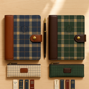LABON Vintage Plaid Crest Design PU in pelle Budget Planner organizzatore raccoglitore per pianificazione finanziaria accademica e uso regalo retrò - Product Image 4