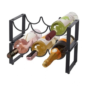 Porte-bouteilles à vin moderne en métal noir, design unique et écologique, pour bar, hôtel, restaurant, accessoires décoratifs - Product Image 1